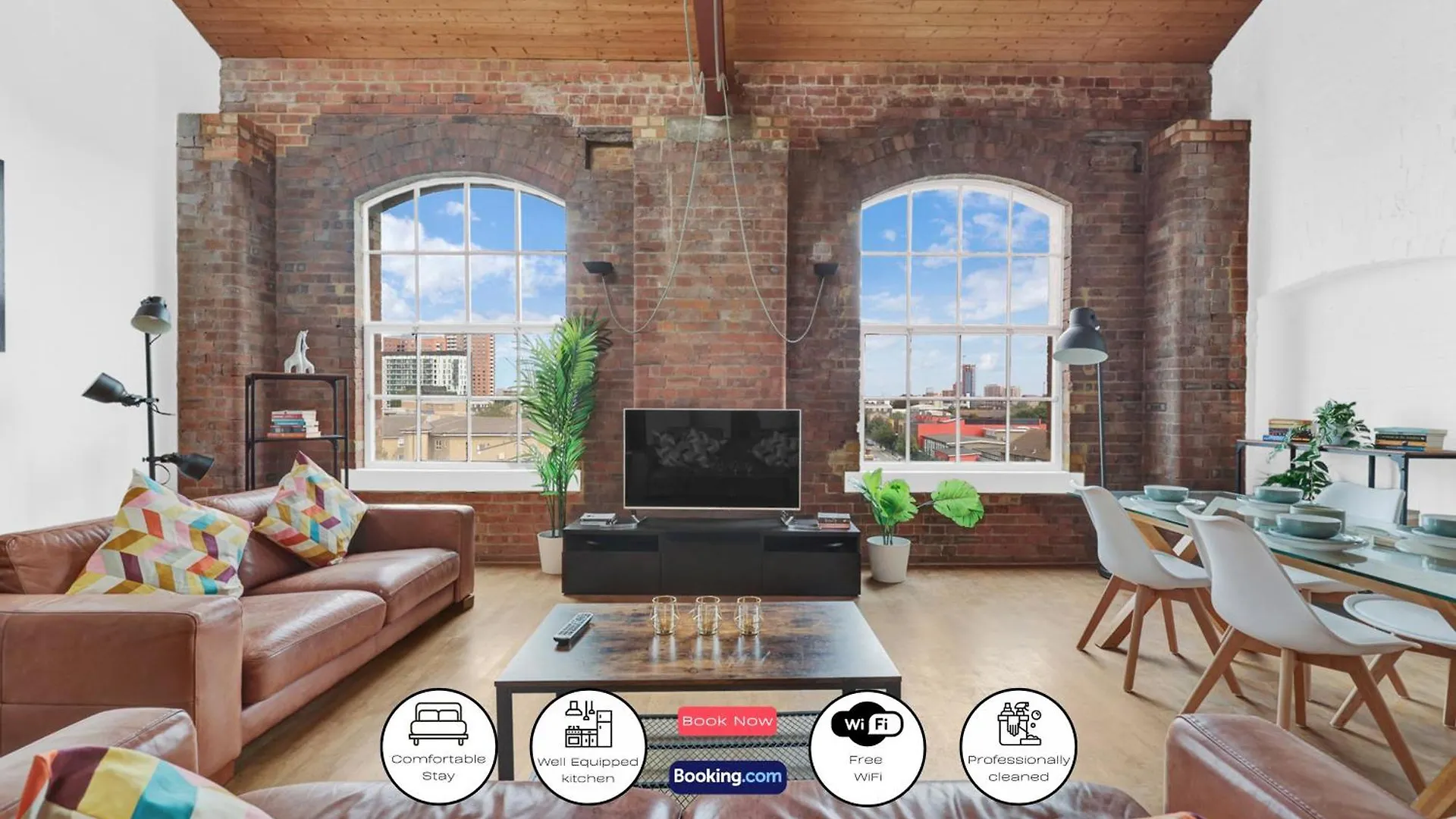 Large Industrial Style 2 Bedroom Apartment Short Term Rental & Flexible Renting Canary Wharf With Free Wifi contacts
